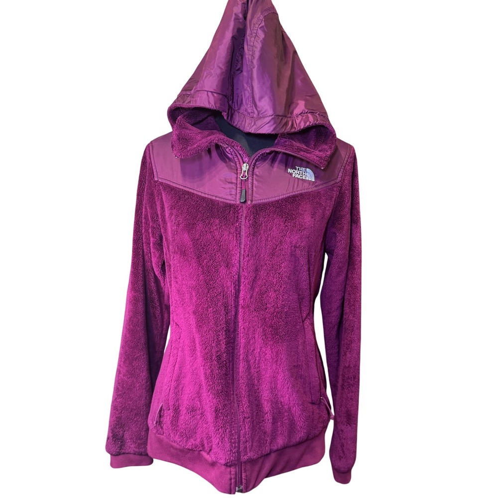 The North Face Osito 2 Full Zip Fleece Jacket Plum Purple Hooded Womens Medium